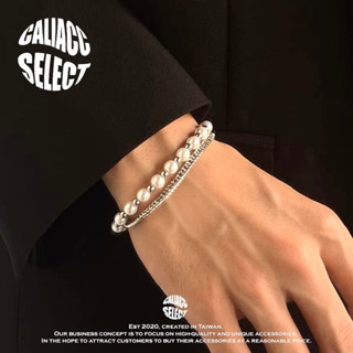 【CALI】現貨/雙層珍珠/嘻哈/街頭/鈦鋼/雙層/珍珠/串珠/手鍊/飾品