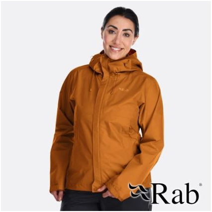 【RAB 英國】Downpour女單件式防水外套『橙橘』QWG-83 登山.露營.戶外
