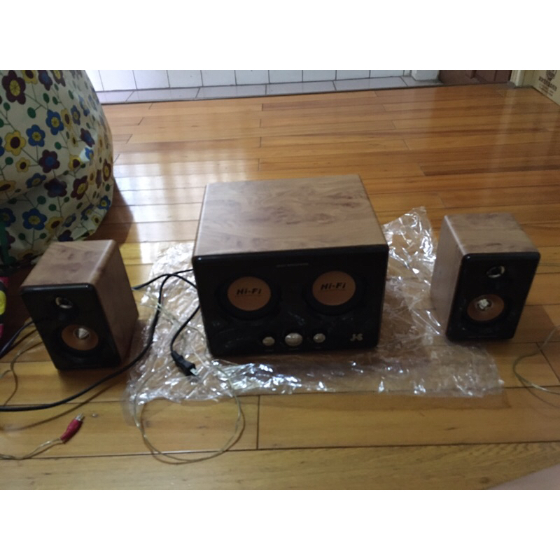 二手 JS JY-3241 雙低音全木質多媒體喇叭 2.1聲道喇叭音響