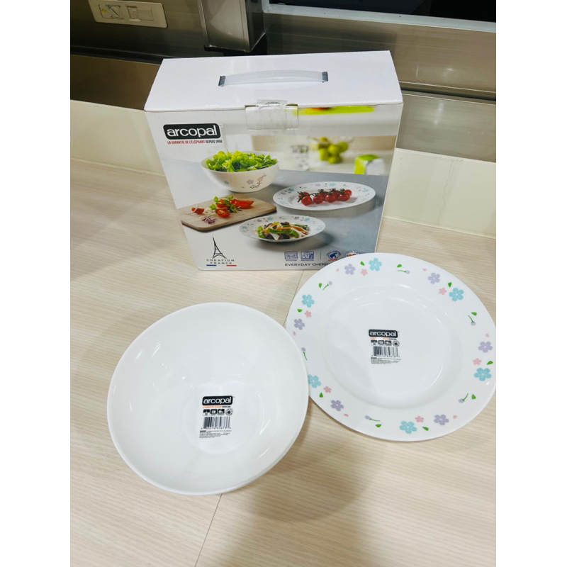 ［全新現貨］Arcopal 強化玻璃餐碗 微波餐碗  餐盤與餐碗二件組 新品
