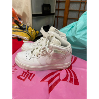 「 二手鞋 」 Nike AirForce1 女版高筒運動休閒鞋 US7.5（白）鐵2-2
