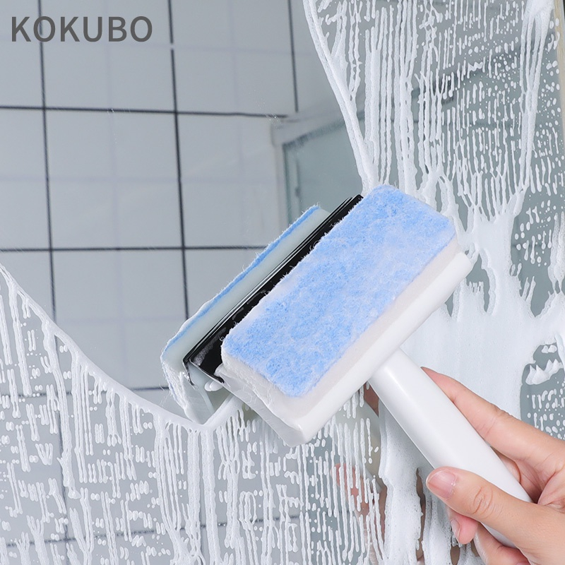 日本進口 浴室磁磚刷 浴室兩用刮刀/清潔刷 鏡面 刮刀 玻璃 磁磚 清潔刷 加厚海綿刷 手把清潔刷
