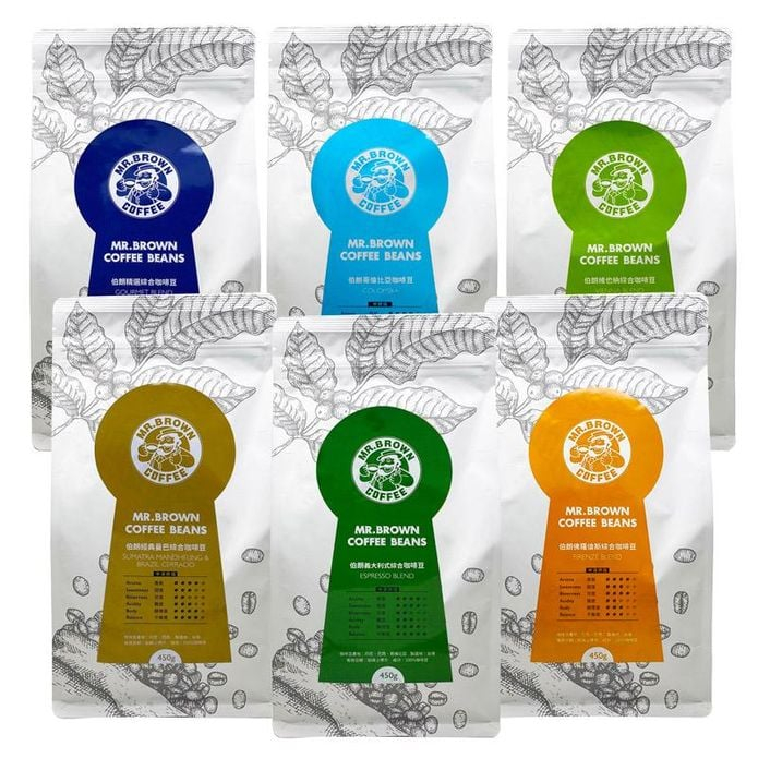 【限時免運六款任選】伯朗香醇特級咖啡豆450g 精選綜合/曼巴/義大利式/哥倫比亞