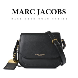 Marc Jacobs 燙印LOGO磁釦牛皮翻蓋斜背馬鞍包/MJ馬鞍包（二手）