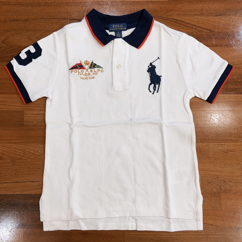 (二手)㊣品Polo Ralph Lauren 大馬徽章刺繡兒童Polo衫-白色5