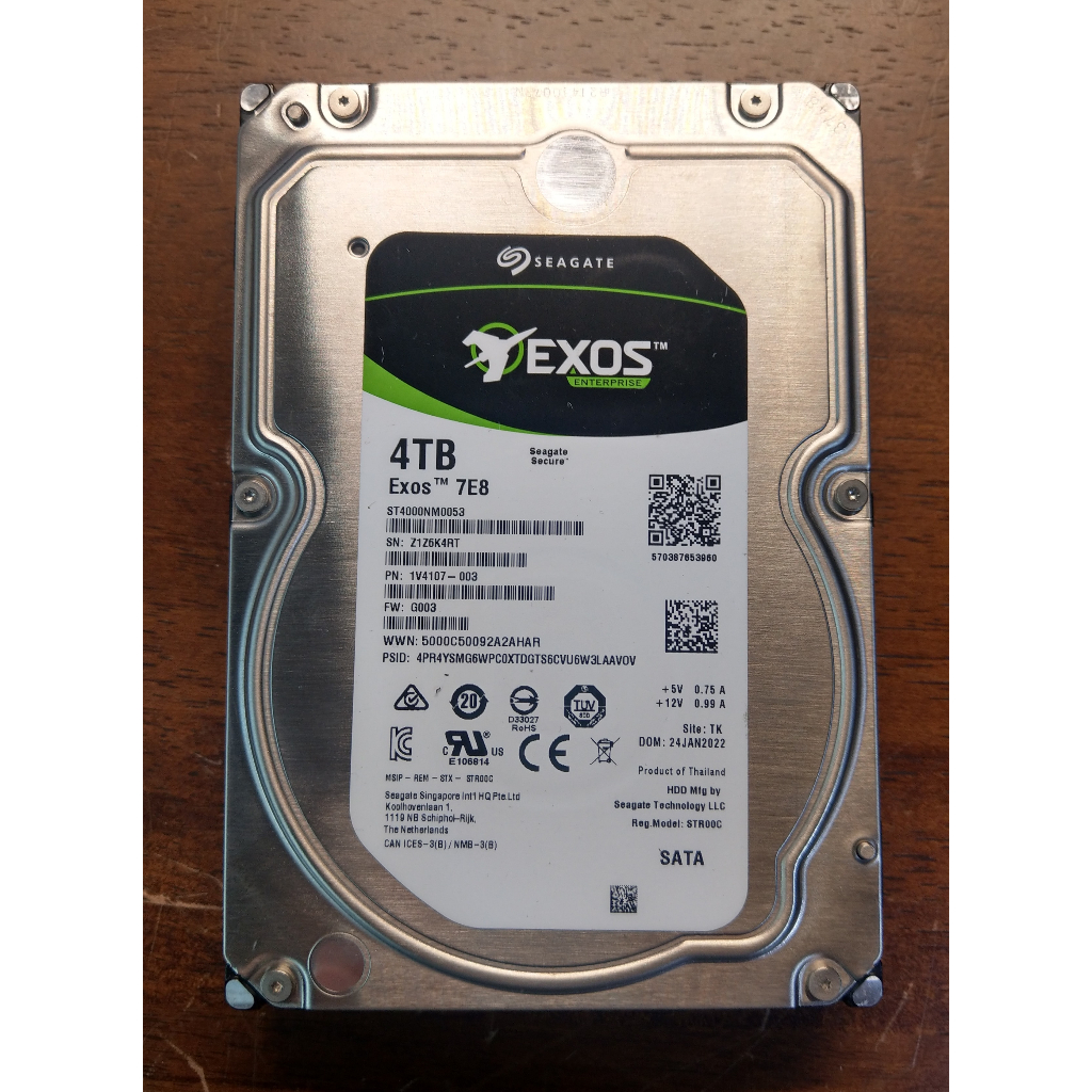 Seagate EXOS企業碟 ST4000NM0053 4TB 硬碟 二手品 有05警告
