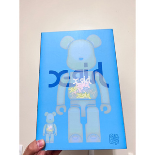 全新未拆庫柏力克熊 Be@rbrick X-girl 透明藍 400+100% 500%