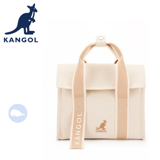 【小鯨魚包包館】KANGOL 英國袋鼠 帆布包 手提包 側背包 斜背包 63558701 米白 黑色