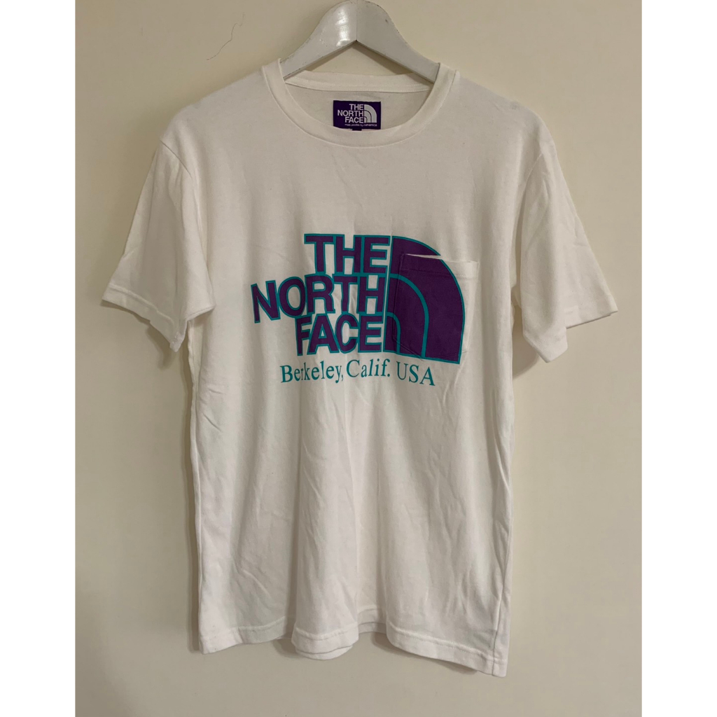 美國戶外運動品牌 THE NORTH FACE 二手 白色 日本製 nanamica 紫標 短袖 T恤 S號
