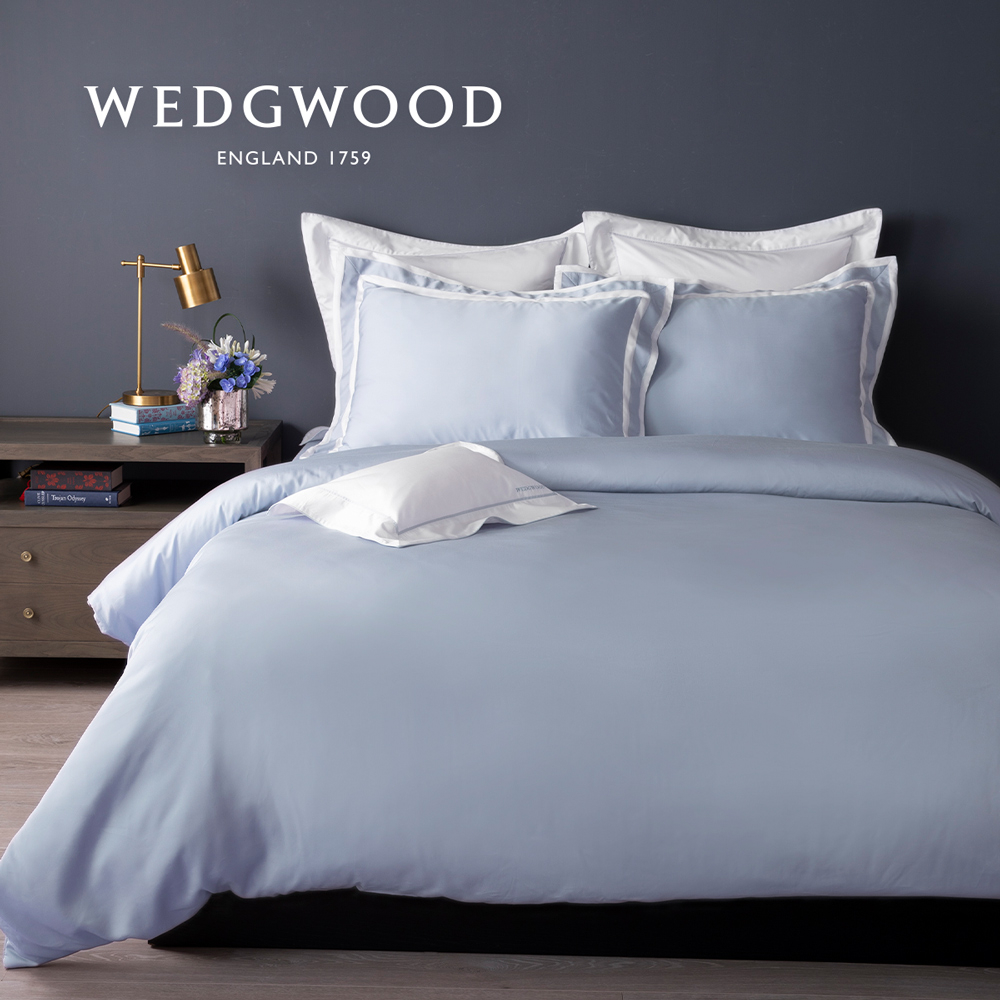 【WEDGWOOD】天藍 100%簡約天絲兩用被套床包四件組(雙人/加大/特大)