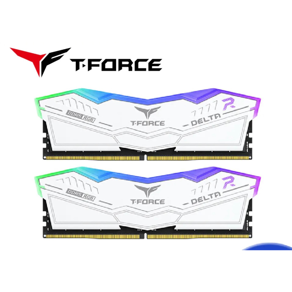 十銓 T-FORCE DELTA RGB 炫光 DDR5 7200 32GB CL34 白色 桌上型超頻記憶體