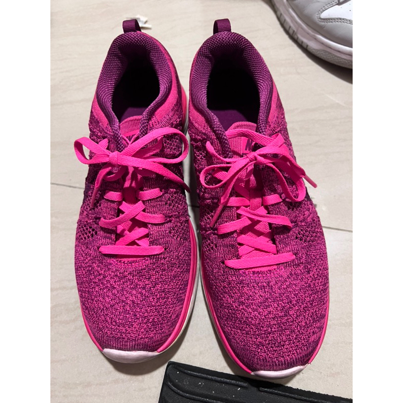 NIKE WMNS Flyknit Lunar 1 桃紅 編織 跑鞋 554888-660