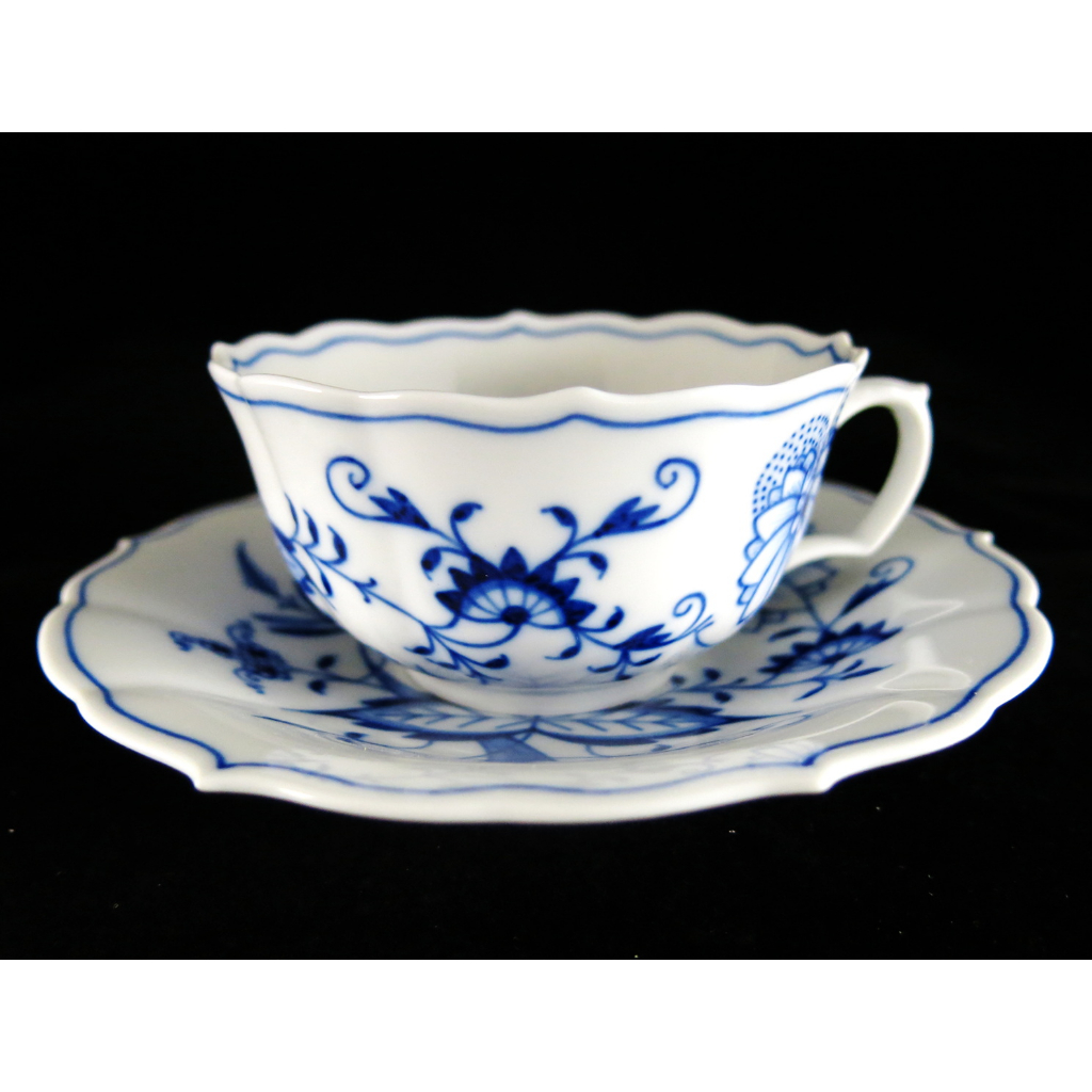 德國麥森Meissen 手繪藍洋蔥系列花茶/咖啡杯盤組-B