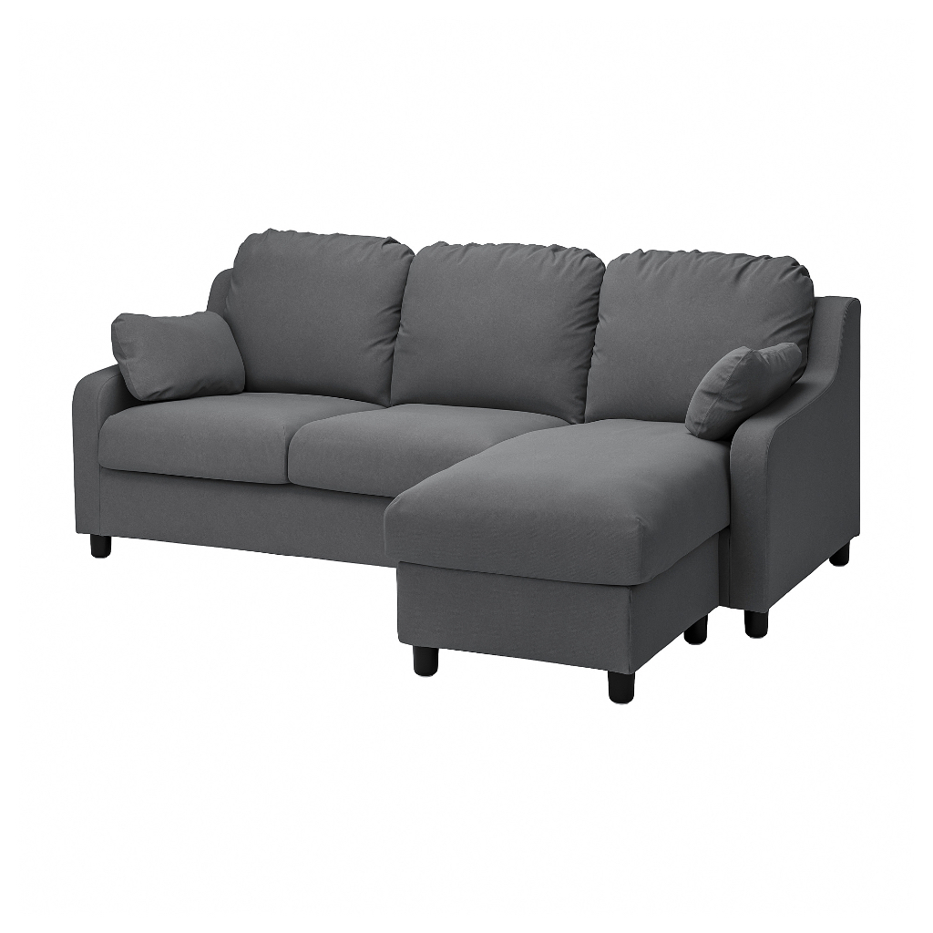 北歐風格IKEA宜家VINLIDEN三人座沙發附躺椅L型沙發/深灰色/233x162x108/二手八成新/特$14800