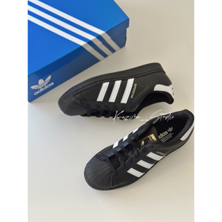 Kazima｜現貨 愛迪達 Adidas Superstar 金標 黑白 貝殼鞋 黑底白線 皮革 黑 全黑 EG4959