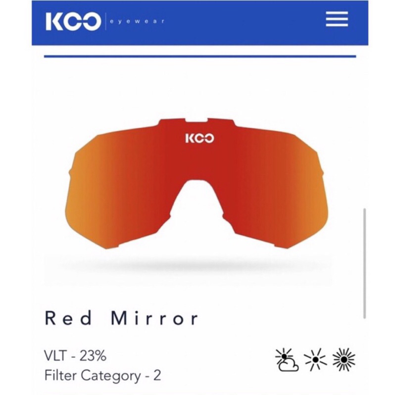 KOO Demos Sunglasses Red Mirror Lense 太陽眼鏡替換鏡片 （紅色鏡面）