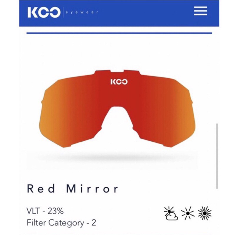 KOO Demos Sunglasses Red Mirror Lens 太陽眼鏡替換鏡片 （紅色鏡面款）