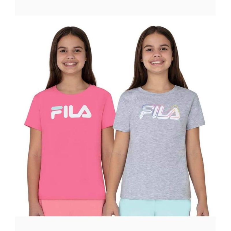 &lt;賠售&gt;專櫃正品FILA女童運動短袖棉T恤短袖上衣兩件組