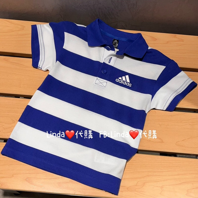 Linda❤️代購 ✅ Adidas SP 襯衫 條紋 童裝 藍白條紋 兒童 短袖 上衣 IA8264