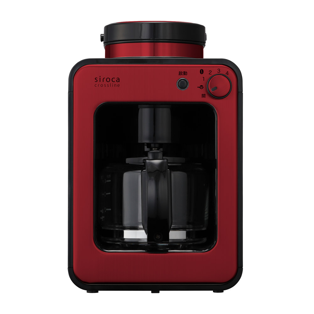【日本Siroca】一鍵全自動研磨悶蒸自動保溫咖啡機-紅色SC-A1210 不鏽鋼濾網萃取咖啡油脂 美式滴煮咖啡自動清洗