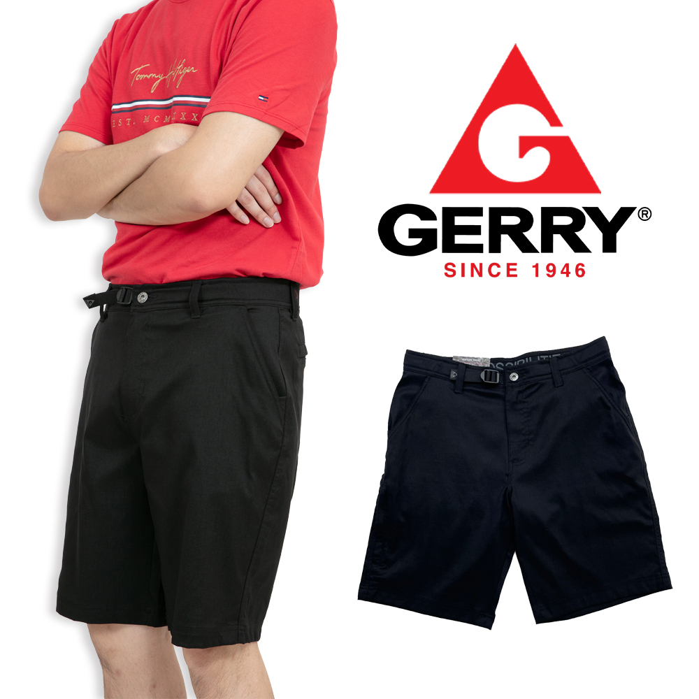 Gerry 拉鍊口袋 休閒短褲 最大40腰 彈性 黑色 大尺碼 現貨 短褲 #9585