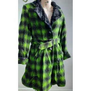 綠色格子外套大衣風衣刷毛物超所值大衣長度83 coast