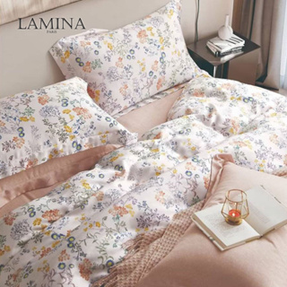LAMINA 纖纖花語(桔) 100%天絲枕套床包組-單人/雙人/雙人加大