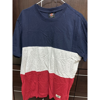 Dickies 藍灰紅 三色拼接 短T