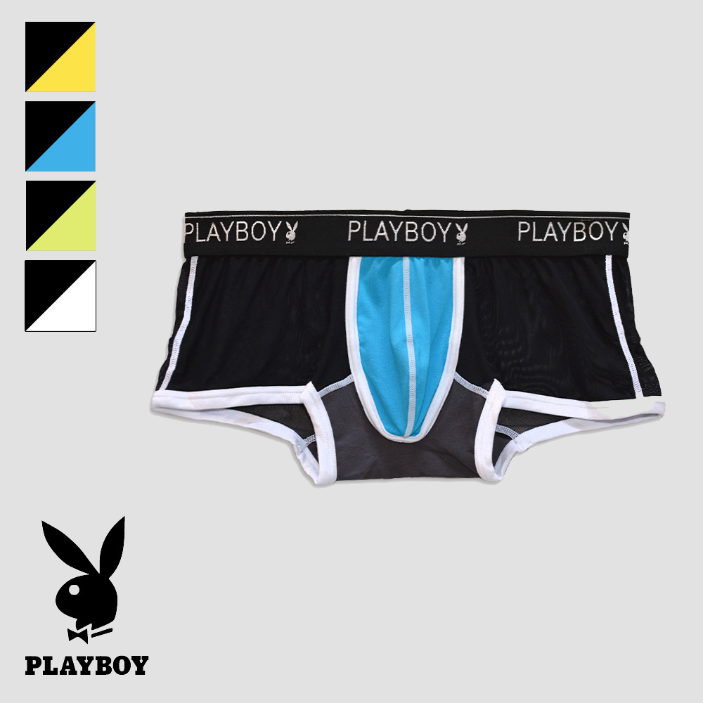 【PLAYBOY】拼色彈性透氣網布平口褲-SPN825A
