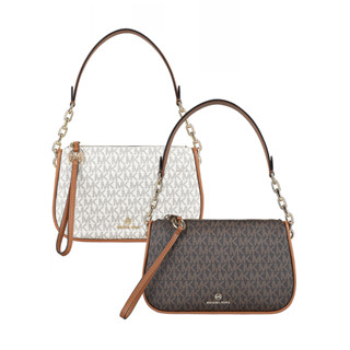 MK MICHAEL KORS 圓標LOGO印花PVC拉鍊手提肩揹包(多色)