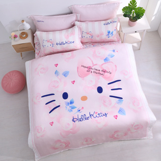 《 佳美JM》-床包+兩用被組-Hello Kitty粉色浪漫-約定篇-100%天絲-正版授權-台灣製