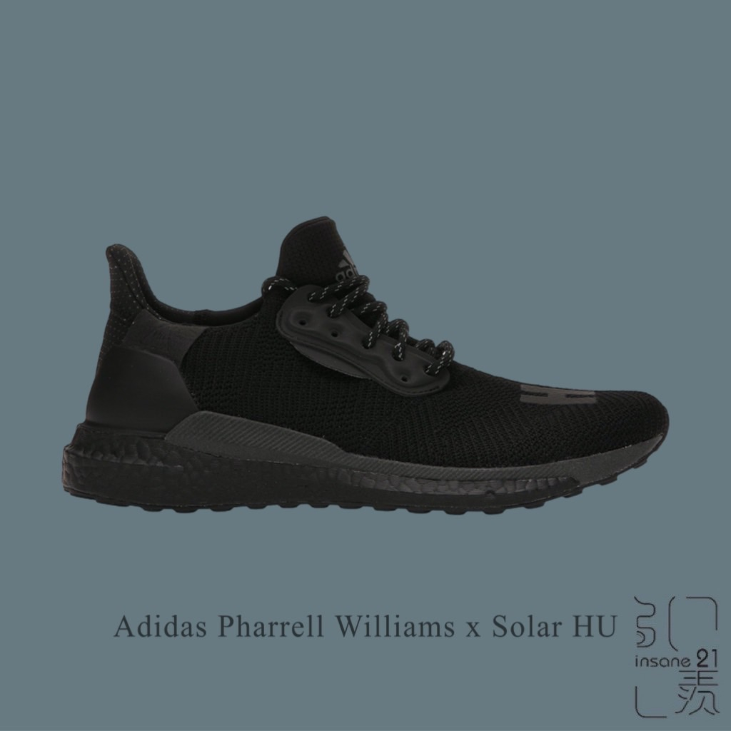 ADIDAS PHARRELL WILLIAMS X SOLAR HU 全黑 慢跑鞋 GX2485【Insane-21】