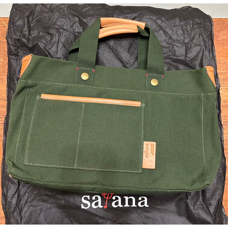 Satana tote 托特包 ~ 帆布 皮革 Soldier 手提包 ~ 絕版 二手美品