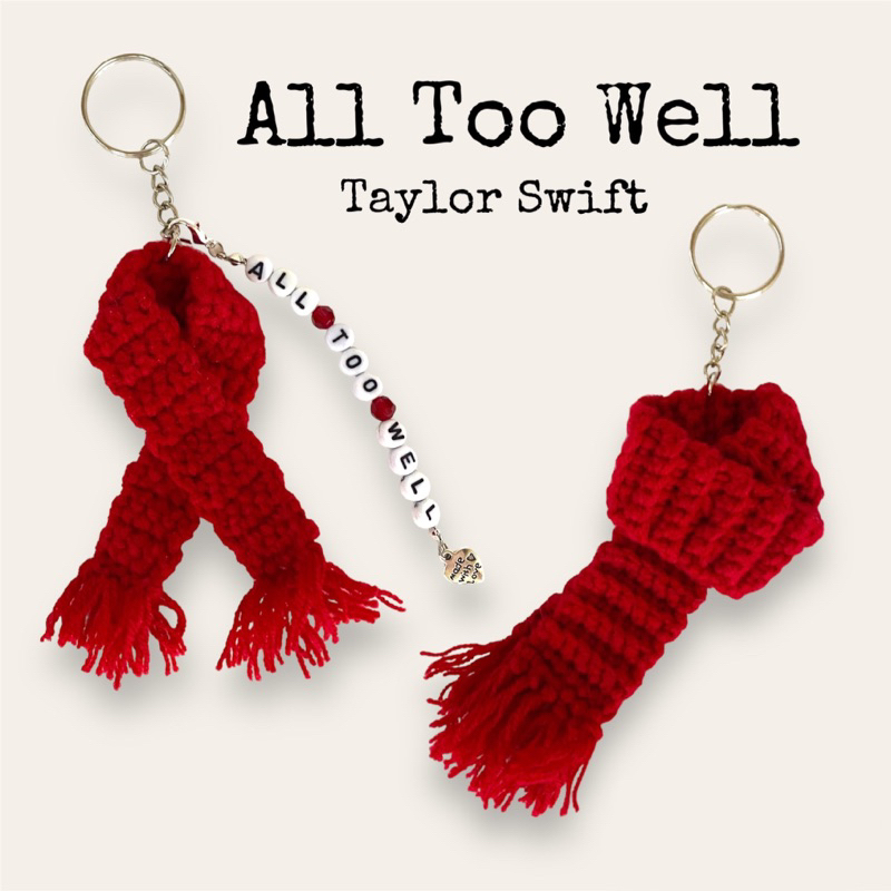 Taylor Swift泰勒絲All Too Well手作鉤織紅色圍巾吊飾