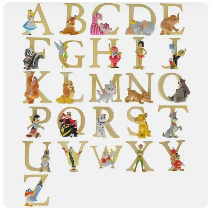 現貨美國enesco迪士尼正版 字母擺飾 小飛象 瑪麗貓 桑普 愛麗絲 小姐與流氓 提姆 公仔 擺件 Disney