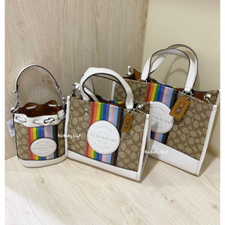 免運✨臺灣現貨✨美國🇺🇸Coach彩虹 香布蕾DEMPSEY迷你 水桶包 TOTE 托特包 手提 斜揹包 紙袋包 小托特