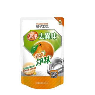 橘子工坊 去油淨味碗盤洗滌液洗碗精(橘色)補充包500ml