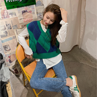 雅麗安娜 針織衫 上衣 馬甲 韓國無袖針織背心復古不規則寬鬆開衫毛衣秋外穿洋氣馬甲1F022-9911.