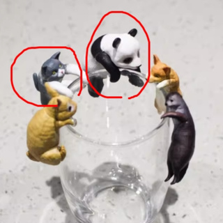 二手扭蛋 目不轉睛的動物 熊貓 貓咪 杯緣子