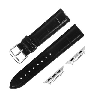 Apple Watch 全系列通用錶帶 蘋果手錶替用錶帶 蘋果錶帶 壓紋牛皮錶帶 黑色 ＃213-KT-01