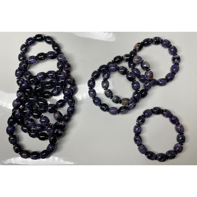 天然紫龍晶手珠～黑紫龍晶桶珠～玉化～