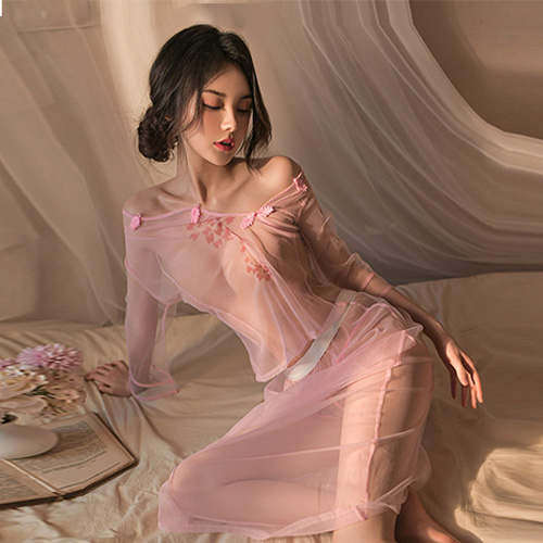 中國風 復古睡衣 上衣＋裙子＋開襠褲 性感睡衣情趣 性感睡衣套裝 性感睡衣