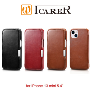 ICARER 復古系列 iPhone 13 mini 5.4吋 磁扣側掀 手工真皮皮套