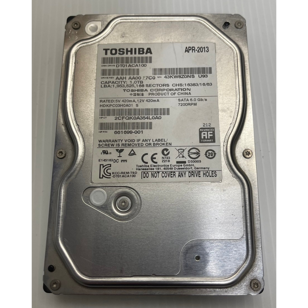 1000g 1TB 3.5吋 SATA硬碟 TOSHIBA硬碟-2013