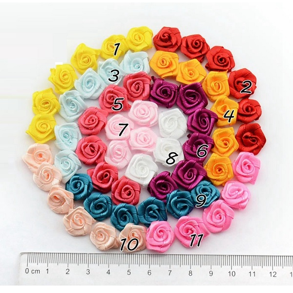 1.5cm 緞帶玫瑰花頭  DIY.小捧花DIY.禮物包裝配件(一朵)