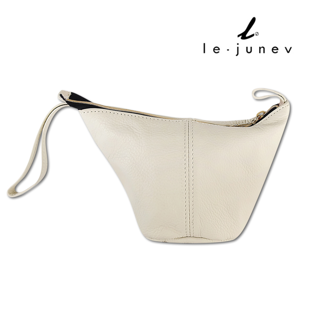 le-junev / L1223-IVORY / 韓國製 簡約質感 皮革化妝手拿包-米白色