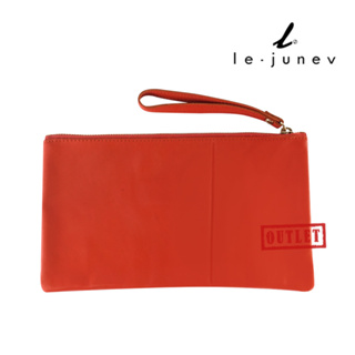 展示福利品 / le-junev / L1416-ORANGE / 韓國製 拉鍊設計 真皮手拿包-橘色