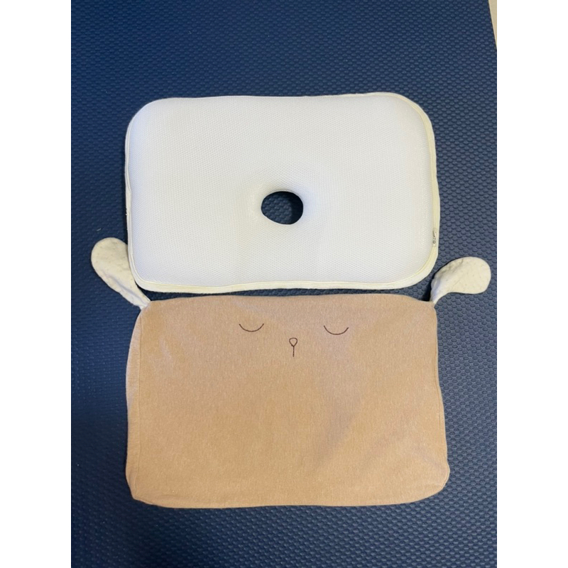 涵式拍賣🌈 cani airwave護頭枕嬰兒頭型枕二手品8成新(單枕套組、小豬款)