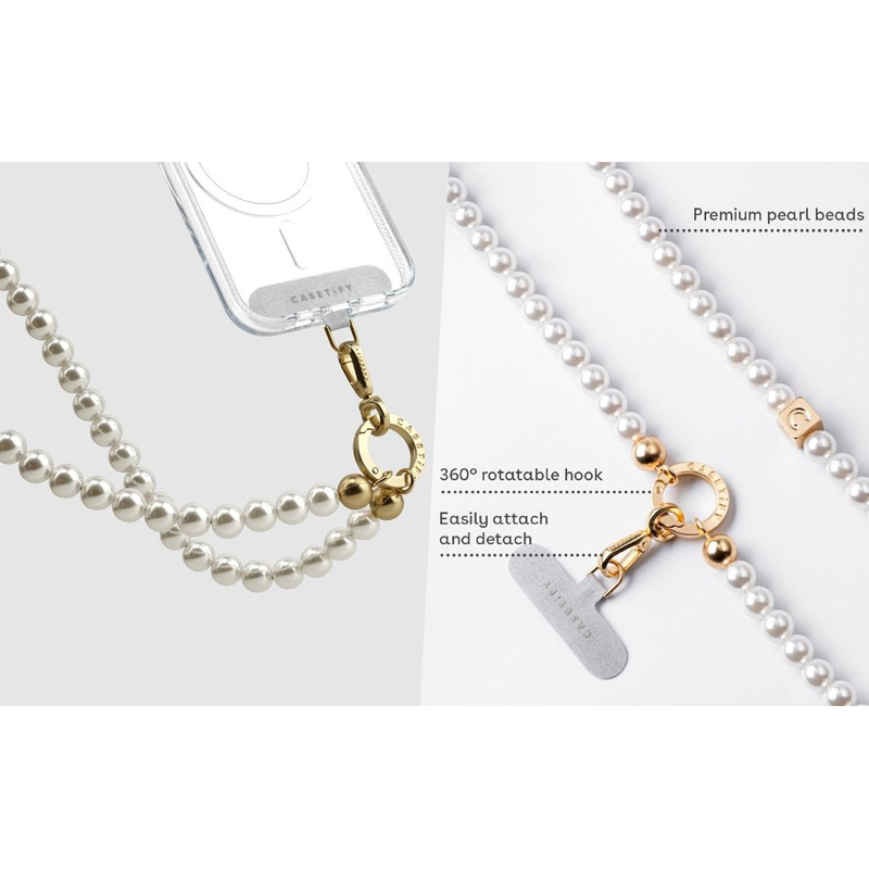 Casetify 珍珠掛繩Pearl Cross-body Strap - Pearl with Gold