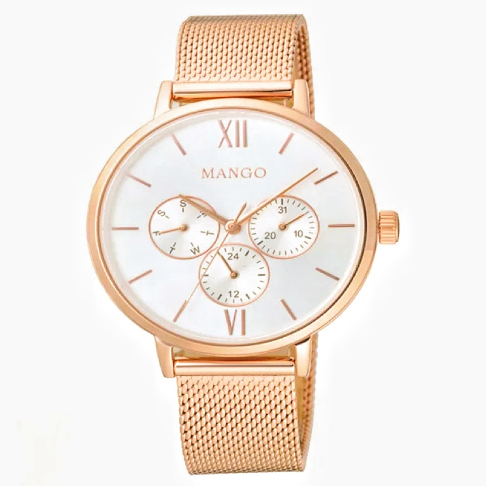 【MANGO】時尚三眼米蘭帶腕錶 MA6766L-RG 38mm 現代鐘錶